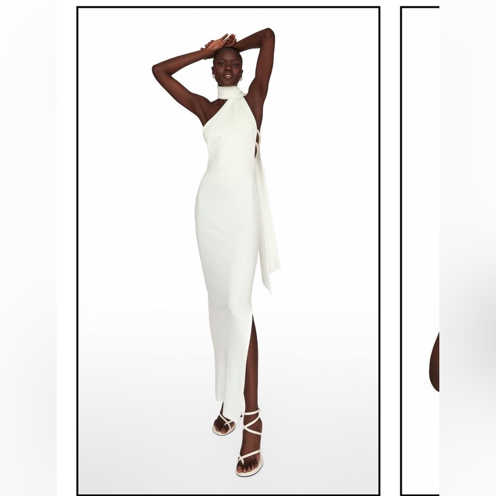 Khanums Sophisticated Ivory Pearl dress - Size Small. Double lining -Thigh split